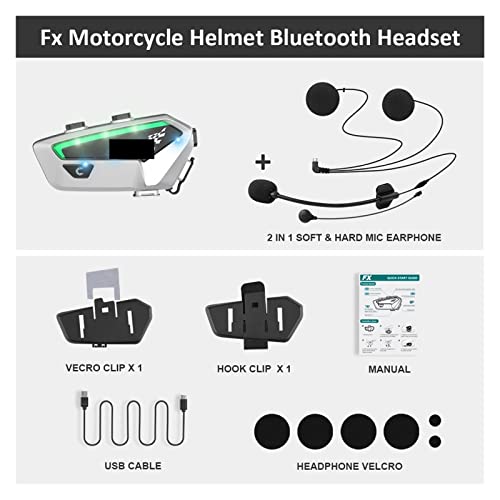 ZIMAGU Freedconn Bluetooth Motorfiets Intercom Moto Headset Motor Helm Motorfiets Communicatie Fiets Draadloze Luidspreker Hoofdtelefoon FX (Color : 1 Set Fx silver) - Afbeelding 3