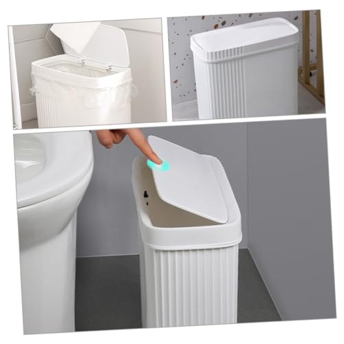 Caneca de basura rectangular blanca de 10L Healifty miniatura 6
