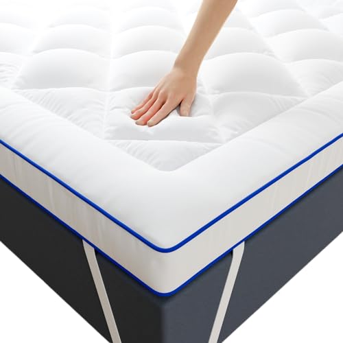 CASABEL Surmatelas Confort 140 x 200 cm Respirant en Microfibre, Antidérapant avec Bandes...