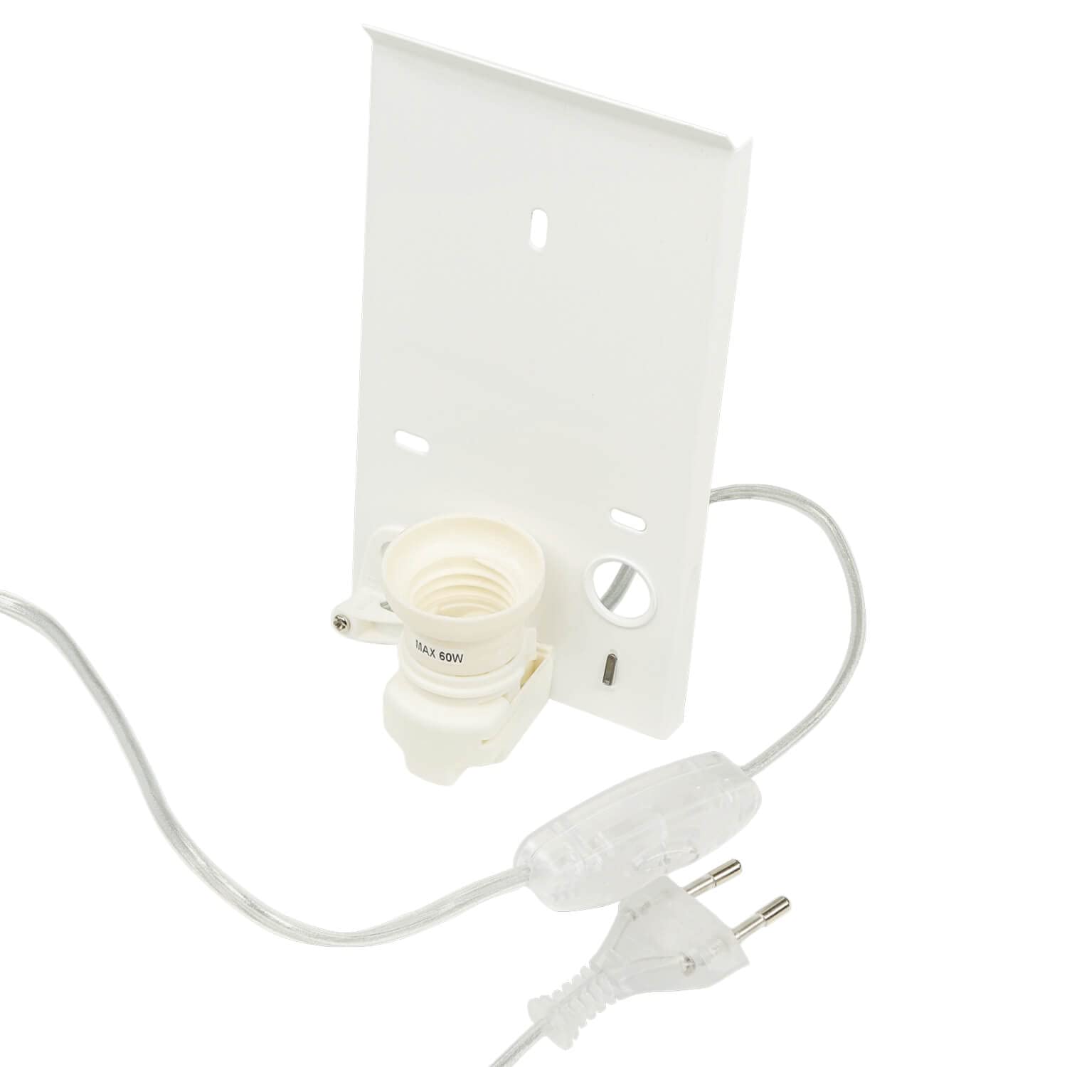 Aplique con enchufe e interruptor, tela, blanco, aplique con cable, arriba-abajo, indirecto, E27, H:23 cm, aplique dormitorio, aplique interior, poco deslumbrante, acogedor
