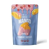Life Plus Style Gourrmet Hashtag Munch Dried Mango Dipped in Strawberry Chocolate No Added Colors NON GMO Chewy Mango bites with Sweet Strawberry Chocolate 7oz Resealable Bag Gift for Birthday