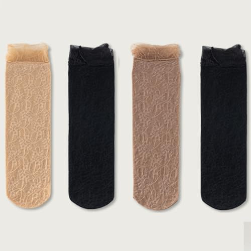4 Pairs Women's Lace Sheer Ankle Socks Mesh Lace Loose Socks