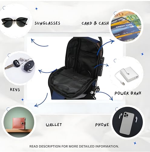 Image of Waterproof Polyester Slim Unisex Crossbody Sling Bag Chest Backpack Men's Shoulder Bag, Leisure Travel Handbag, Hard Shell Anti-Theft Chest Bag