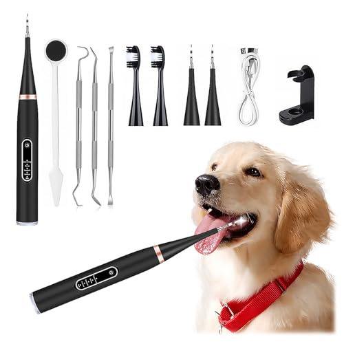 Dog Plaque Remover for Teeth, 5 Cleaning Modes Dog Teeth Cleaning Products, 9-Pack Pet Tooth Cleaning Kit Safe for Dogs and Cat, Pet Toothbrush for Dental Care