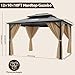 10'x12' Hardtop Gazebo, Heavy Duty Aluminum Frame Gazebos with Polycarbonate Double Roof Canopy, Permanent Outdoor Metal Pavilion with Curtains and Netting for Patio, Backyard, Garden, Lawns, Khaki