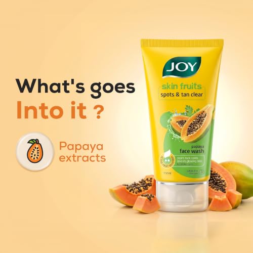 Image of Joy Skin Fruits Spots & Tan Clear Face Wash 100ml x2 | Enriched with Papaya & Vitamin C + A | For Healthy Glowing skin | Suitable for All Skin Types