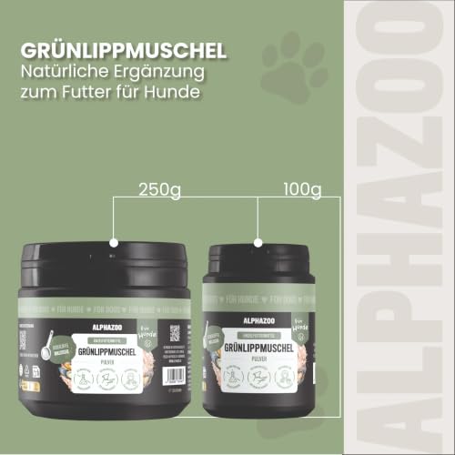 alphazoo Grünlippmuschel Pulver für Hunde Gelenke & Beweglichkeit, 100g