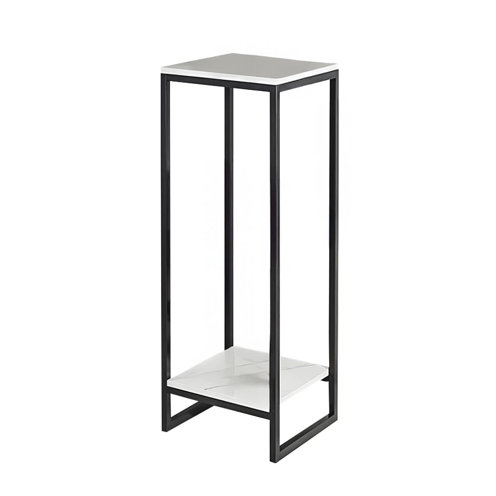 Warmiehomy Side Table Modern with 2-Tier Storage Shelf 30x30x90cm,White