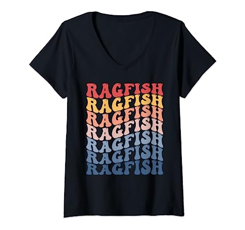 Ragfish Groovy Retro Fisch T-Shirt mit V-Ausschnitt