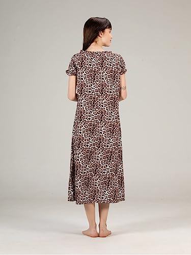 Image of Evolove Women's Viscose Liva Long Maxi Night Gown Nighty Dress with Pocket, Super Soft Comfortable (LNG-Rayon)
