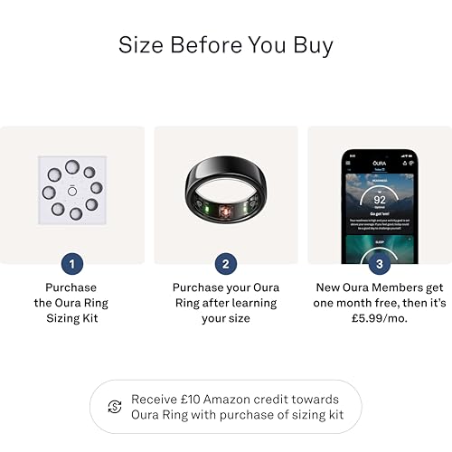 Oura Gen3 Horizon Smart Ring - Size 13, Black | Sleep, Heart Rate and Fitness Tracking Wearable - Up to 7 Day Battery Life - iOS/Android Compatible - Size First with Oura Sizing Kit