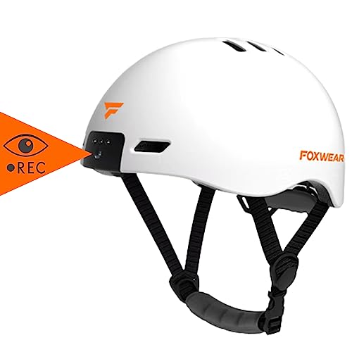 2023年最新【ドライブレコーダー内蔵】自転車 ヘルメット 大人用ロードバイク ヘルメット 男女兼用 サイクリング ヘルメット LED付 通勤 通学 自転車用ヘルメット通気 サイズ調整可能 54-63CM (グロスホワイト)