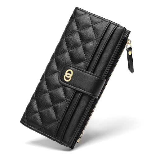 Womens Wallet Slim Rfid Blocking Bifold Leather Credit Card Wallets for Women Clutch with Zipper Coin Pocket