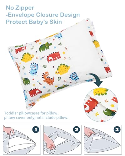 Image of ALVABABY Toddler Pillowcases 2 Pack Organic Cotton Fit 13 inchx 18 inch or 14 inchx19 inch Kids Pillow Cover Envelope for Girl Boy Travel Floral 2L-TPW36A