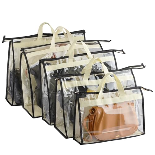 Rangement de sac à main beige et housse transparente de protection - 7