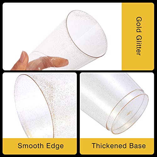 N9R 100Pcs 12Oz Gold Plastic Cups, Gold Glitter Plastic Cups Disposable, Elegant Wedding Cups And Party Cups #TOP2