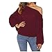 Produktbild U/A Damen Pullover Schulterfrei Laterne Ärmel Top Gr. S, Rot (Jujube Red)