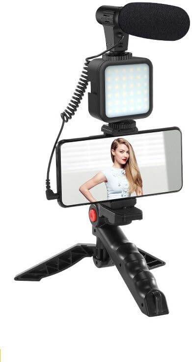 CHG Vlogging Kit 6 in 1 for iPhone, Android (with Tripod), Mini L...