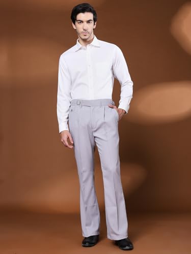 Image of Gurkha Pants for Men | Trouser for Men | Formal Pant | Single Buckle | Bell Bottom Trouser High Waist Pleated Casual Trousers | Flared Bottom Leg Pants for Office Smart Casual Travel Party
