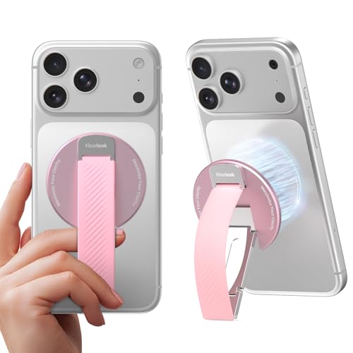 Image of 2026 Klearlook for MagSafe Phone Grip with Silicone Finger Strap, Removable Magnetic Phone Ring Holder with Adjustable Kickstand, Finger Phone Ring Grip for iPhone 17 /16 /15 /14 /13 /12 Series, White