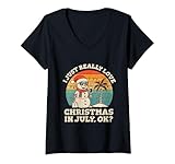 Photo Gallery donna i really love christmas in july ok divertente pupazzo di neve vintage maglietta con collo a v Photo Gallery donna i really love christmas in july ok divertente pupazzo di neve vintage maglietta con collo a v