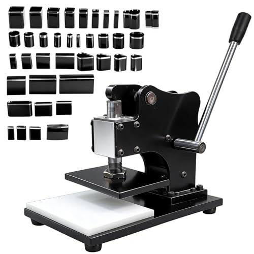 1.5 Ton Leather Cutting Machine 12x9cm Leather Hand Press Adjustable Pressure Stroke Die Cut Machine with 39 pcs Hole Punch Tool Set for Leathercraft DIY & Various Materials Die Cutting