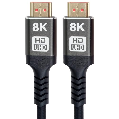 PremiumCord 8K Ultra High Speed ​​HDMI 2.1 Câble M/M 48Gbps avec Ethernet, Résolution Vidéo 8K @ 60Hz, Deep Color, 3D, EDID, ARC, HDR, 3x Blindé, Câble Textile Tressé Plaqué Or, Longueur 5m