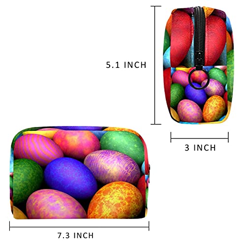 Easter Colorful Eggs Pattern Travel Makeup Bag Large Cosmetic Bag Makeup Case Organizer Zipper Pouch For Women Girls #TOP2