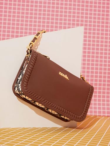 Image of ZOUK Small Shoulder Bag Bag for Women | Stylish Vegan Leather Shoulder Bag with Gold Chain Handle | Water-Resistant | Chic & Handcrafted Purse |