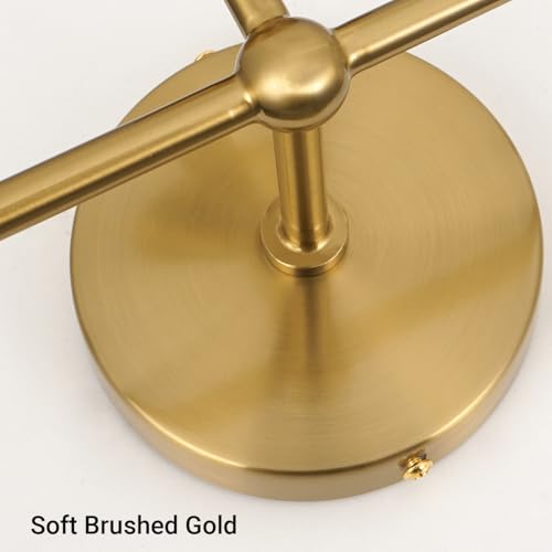 Image of Modern Brushed Gold 3-Lights Vanity Light Fixtures with Milky White Glass Ball Shades, Mid Century Brass Wall Sconce Lighting Fixtures over Mirror, Wall Sconces for Bathroom Dressing Table Bedroom