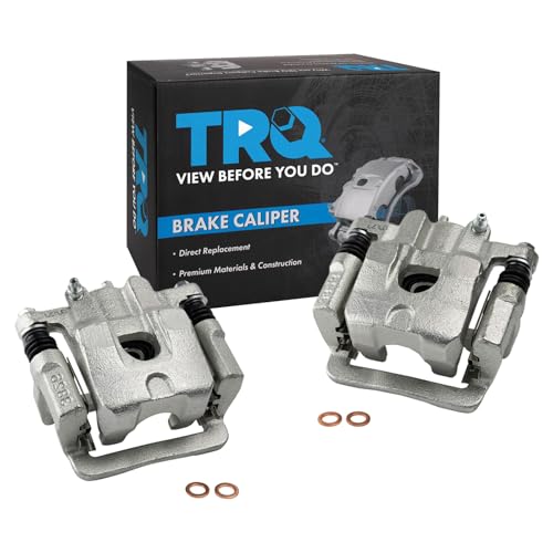 Image of TRQ Rear Driver and Passenger Side Brake Caliper Set Caliper Brackets Hardware Compatible with 01-06 Acura MDX 03-08 Honda Pilot