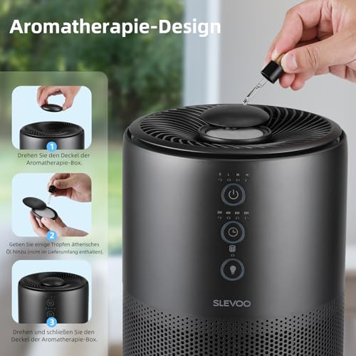 SLEVOO Air purifiers for home, Pet Hair Allergy, Low Power High Torque Motor, 3-in-1 HEPA air purifier, Sleep Mode, lessen Smoke, and Odor Pollutants, Covers up to 1095-ft². 03 Pro Max, Iron Grey – Image 5