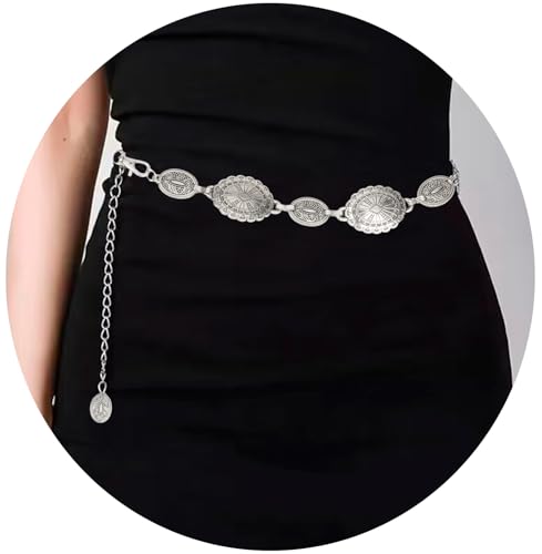 INOGIH Western-Cowgirl-Belts Country-Concert-Outfit for Women - Metal Link Western Cowboy Belts for Dresses Jeans3