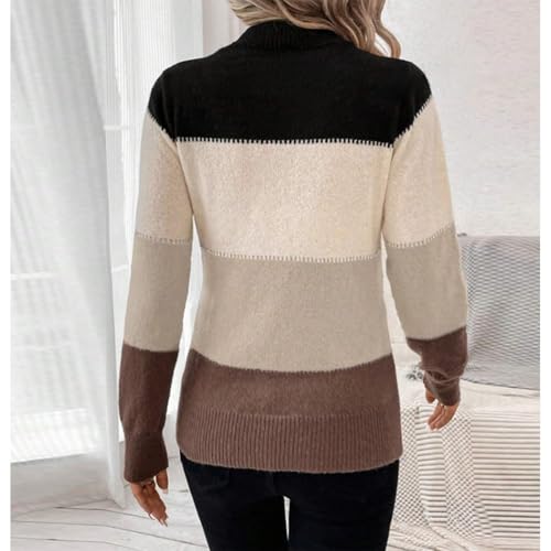 Cable Knit Striped Sweater for Women Crew Neck Oversized Long Sleeve Pullover Fall Winter Sweater for Women Trendy3