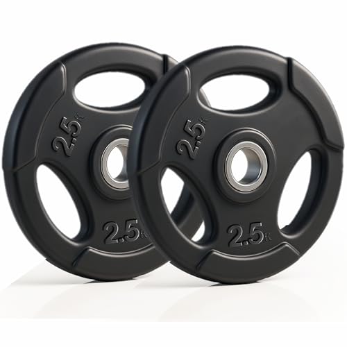 Image of WATSON 3 Cut Rubber Coated Metal Weight Lifting Bar Plates With Metal Bush Compatible Upto 30mm Gym Rods, Home Gym Weight Plates For Men & Women (5Kg Set (2.5Kg x 2))