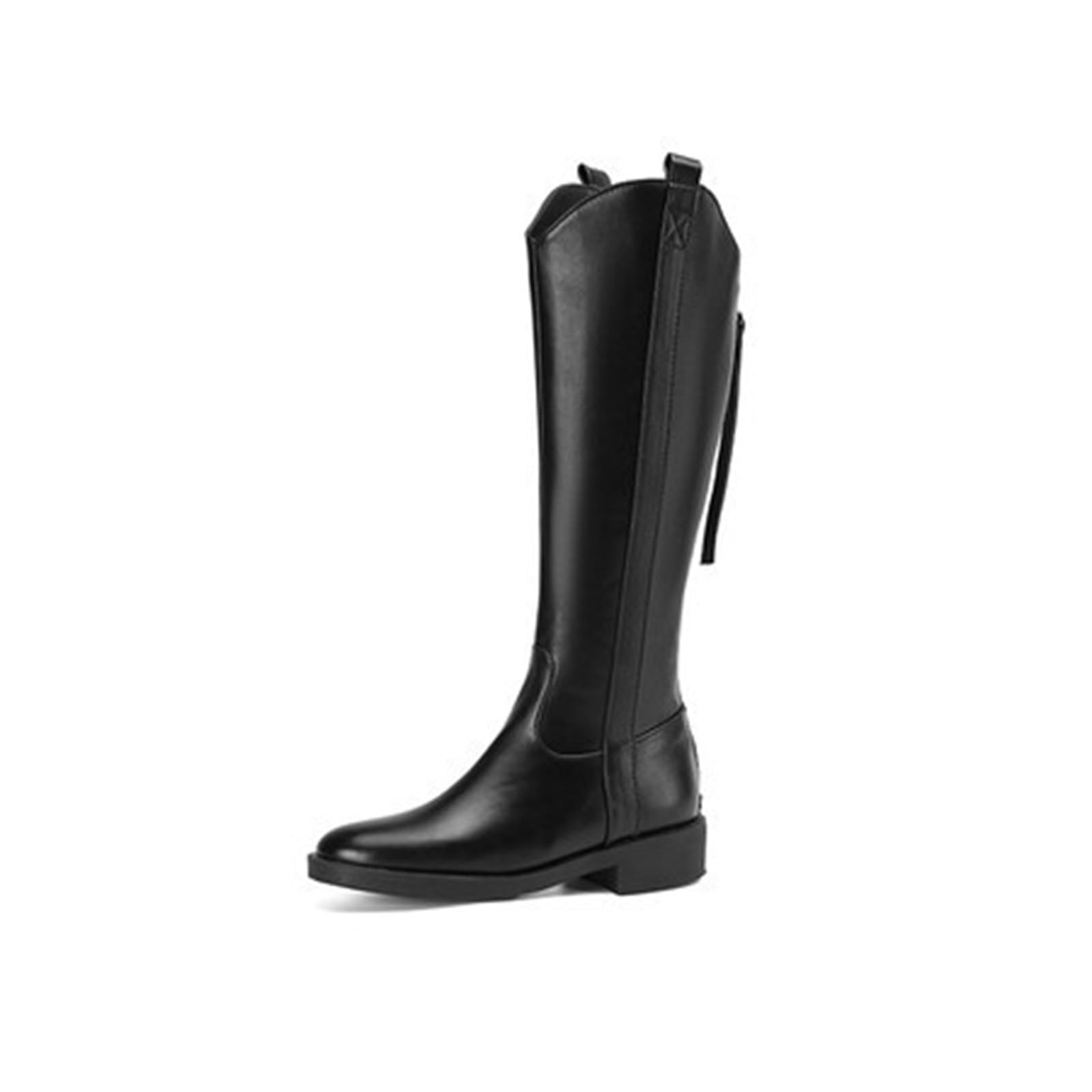 Stivali da equitazione da donna, colore nero, in pelle PU, stivali da cowboy, stivali invernali da donna, stivali da lavoro, stivali bassi, taglia 34-39