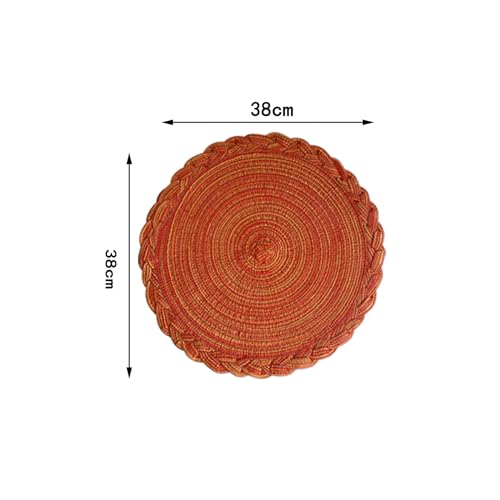 Sets de table ronds coton orange 38cm lavables cuisine - 3