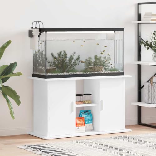 Nqyjm Support pour aquarium - Blanc - 101 x 41 x 58 cm - En bois - Meuble bas pour salon et bureau