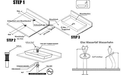 Set lavabo en verre carré d'architecte et son mitigeur cascade premium