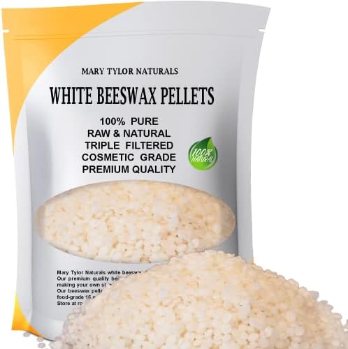 White Beeswax Pellets (1lb) 100% Pure and Natural, Premium Quality, Cosmetic Grade, Triple Filtered Pastilles, Great for DIY Lip Balm Receipes, Body Creams, and Lotions