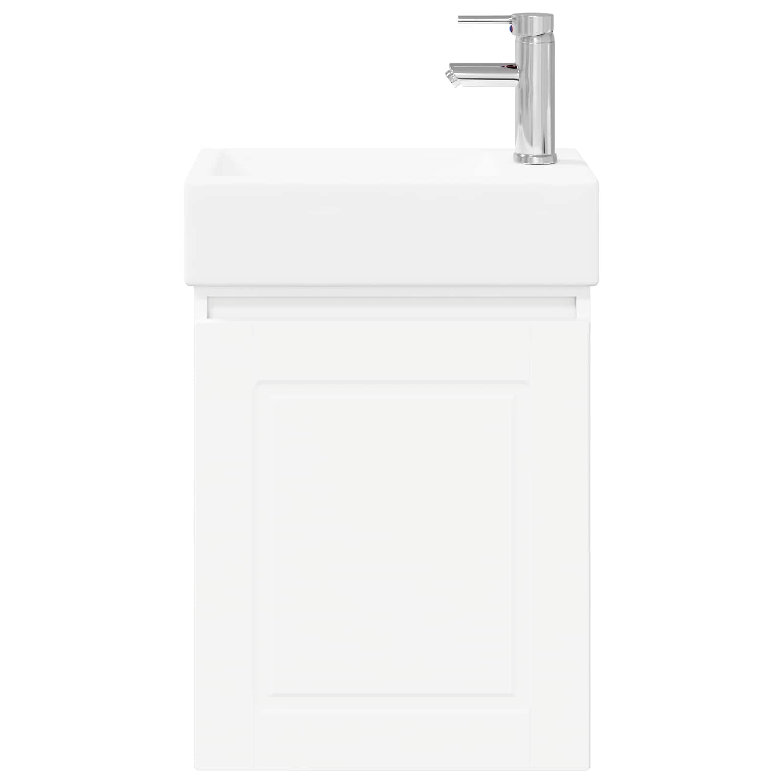 Mobile sottolavabo da bagno con lavabo in ceramica e miscelatore bianco, salvaspazio, montaggio a parete, moderno set di mobili da bagno per WC degli ospiti, 45,5 x 22,5 x 84 cm