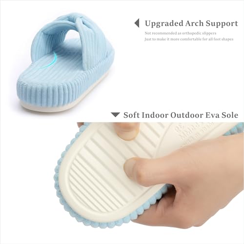 Image of Chantomoo Slippers for Women Memory Foam House Bedroom Corduroy Bow Crossbands Slipper Shoes Comfy Trendy Gift Slippers