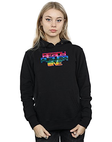 Absolute Cult Ready Player One Women's Rainbow Logo Hoodie Black X-Large