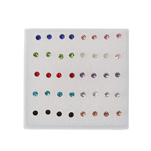 20 Pairs Colorful Faux Rhinestone Plastic Ear Studs Hypoallergenic Earrings Mixed Colors 5mm3