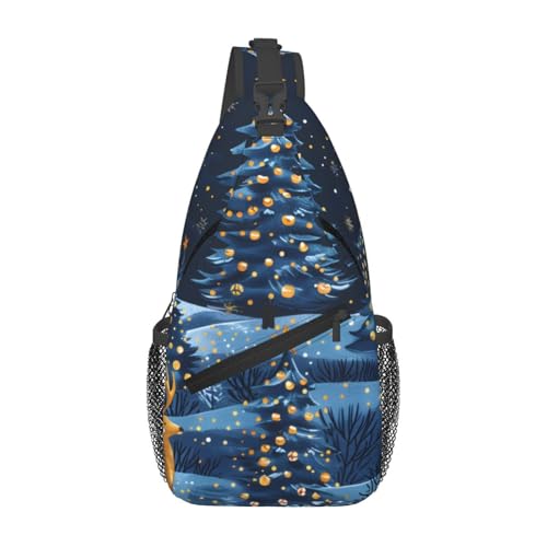 Mochila sling unisex para viaje ligera ajustable con estampado ciervo miniatura 1