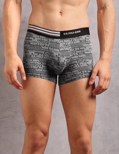 Image of U.S. Polo ASSN. Men's OET20 Printed Low Rise Underwear Trunks - Pack of 3