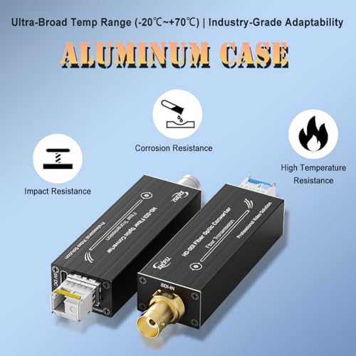 Image of HD-SDI Over Fiber Converter 1080P&30HZ, Mini SDI Fiber Extender Single-Mode 20km, HD Video Optical Transceiver