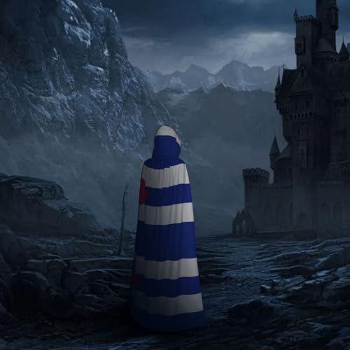 Cape à capuche imprimé drapeau cubain médiéval pour cosplay Halloween