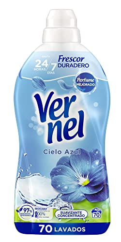 Vernel Suavizante Concentrado para Ropa Cielo Azul (70 Lavados), suavizante de ropa para una experiencia aromática hasta 200 días, suavizante líquido, versión antigua