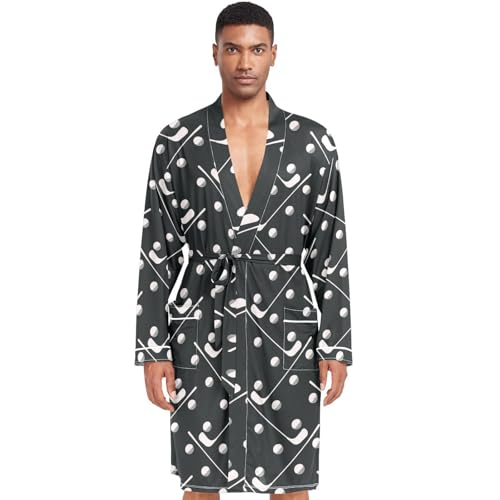 visesunny Men's Bathrobes Lightweight Pajama Shawl Robes V-neck Sleepwear with Tie Belt Nightgown Plus Size M-XL
